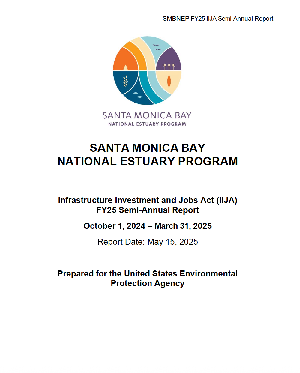SMBNEP IIJA FY25 Semi-Annual report cover page with SMBNEP logo